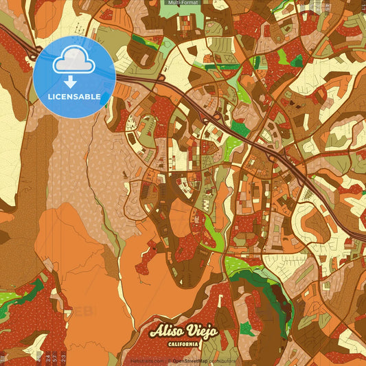 Aliso Viejo California Farmhouse Poster Art Map Template