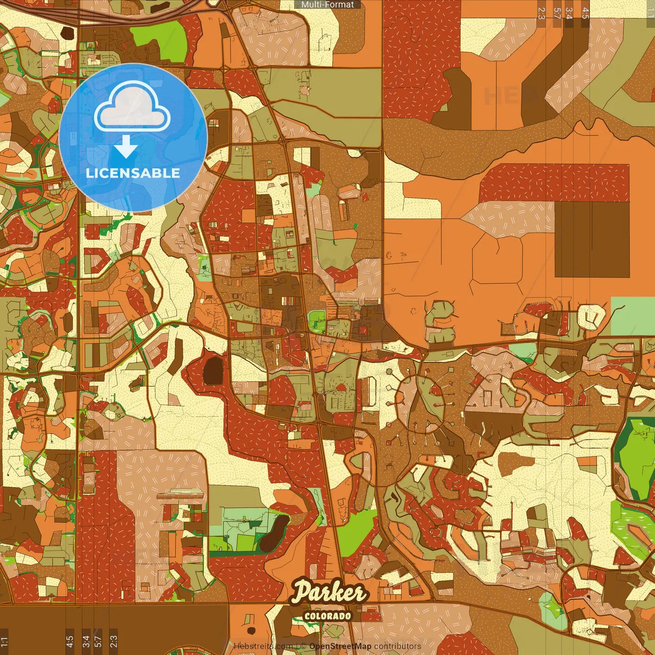 Parker Colorado Farmhouse Poster Art Map Template