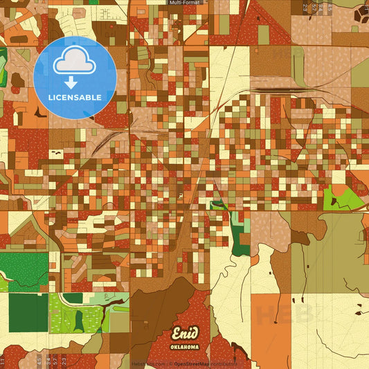 Enid Oklahoma Farmhouse Poster Art Map Template