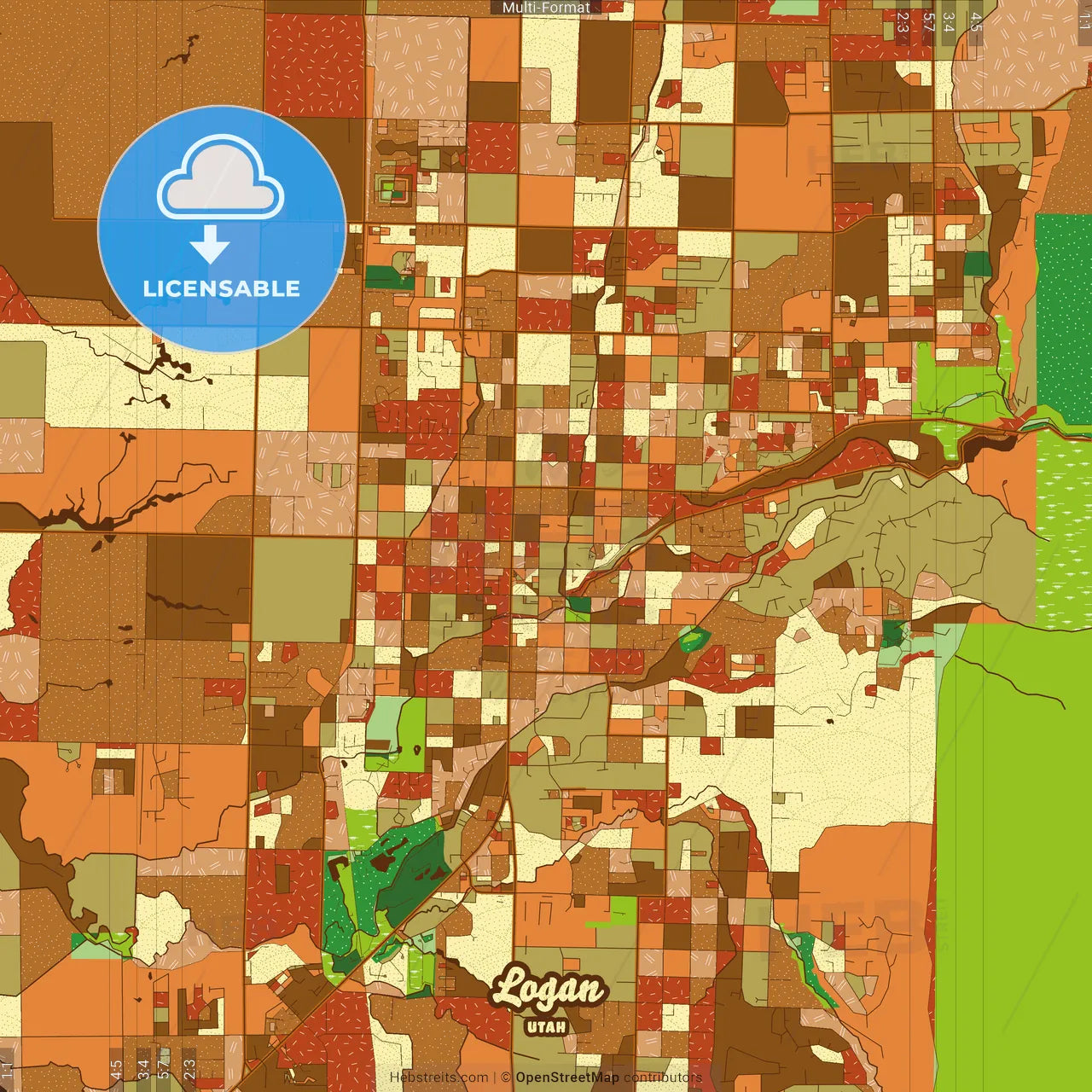 Logan Utah Farmhouse Poster Art Map Template