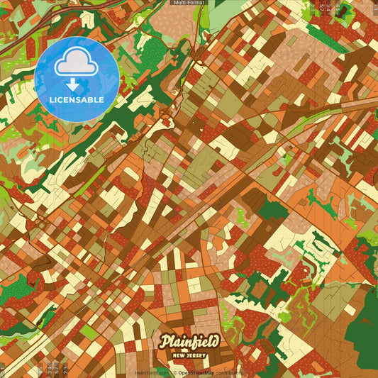 Plainfield New Jersey Farmhouse Poster Art Map Template