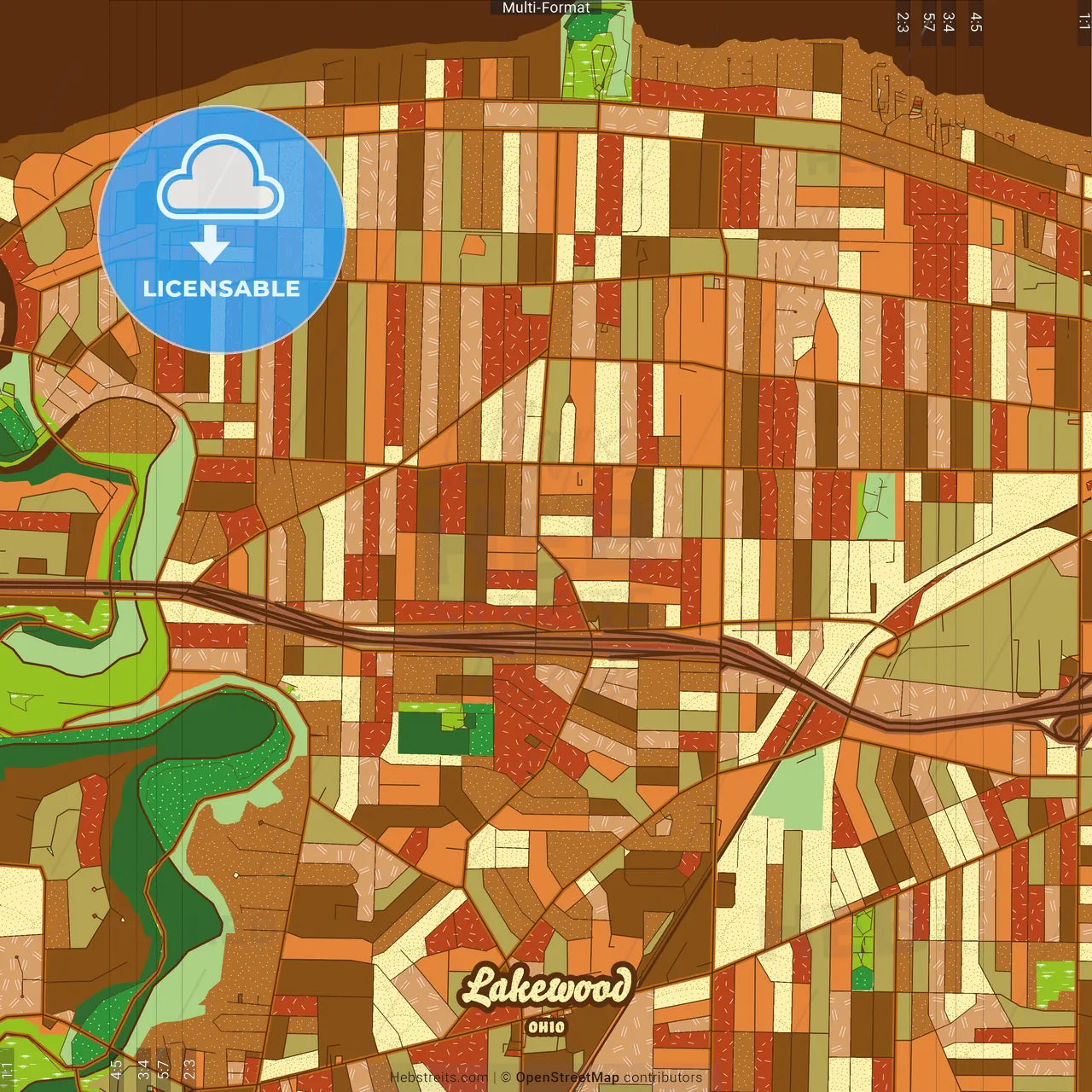 Lakewood Ohio Farmhouse Poster Art Map Template