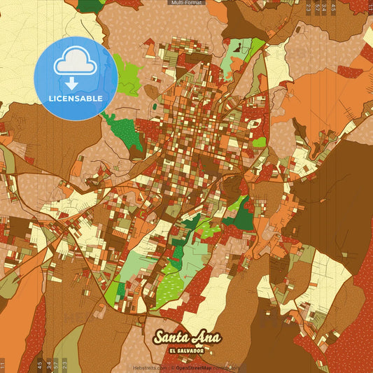 Santa Ana El Salvador Farmhouse Poster Art Map Template