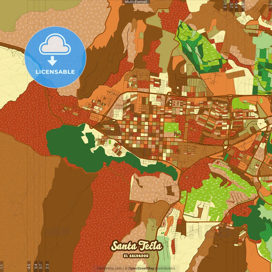 Santa Tecla El Salvador Farmhouse Poster Art Map Template