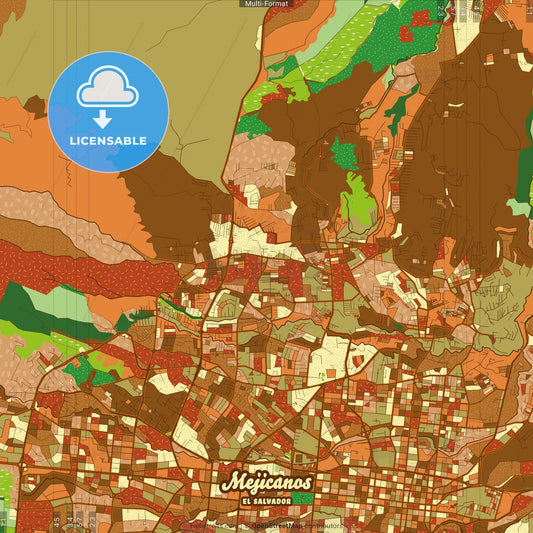 Mejicanos El Salvador Farmhouse Poster Art Map Template