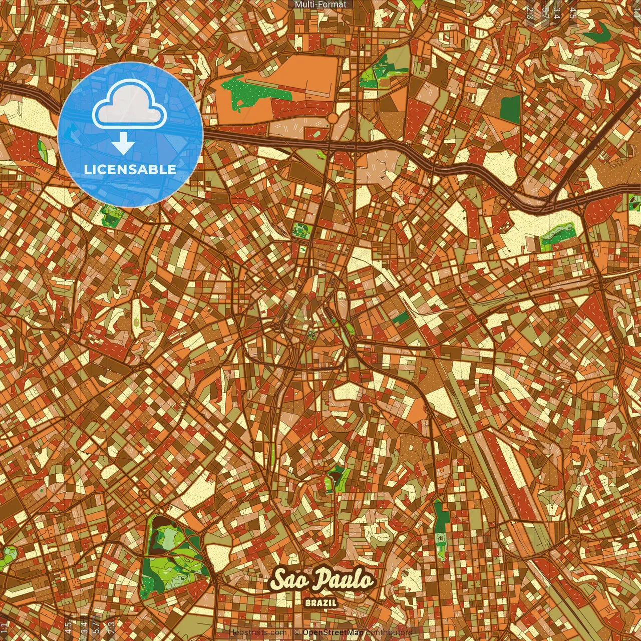 Sao Paulo Brazil Farmhouse Poster Art Map Template