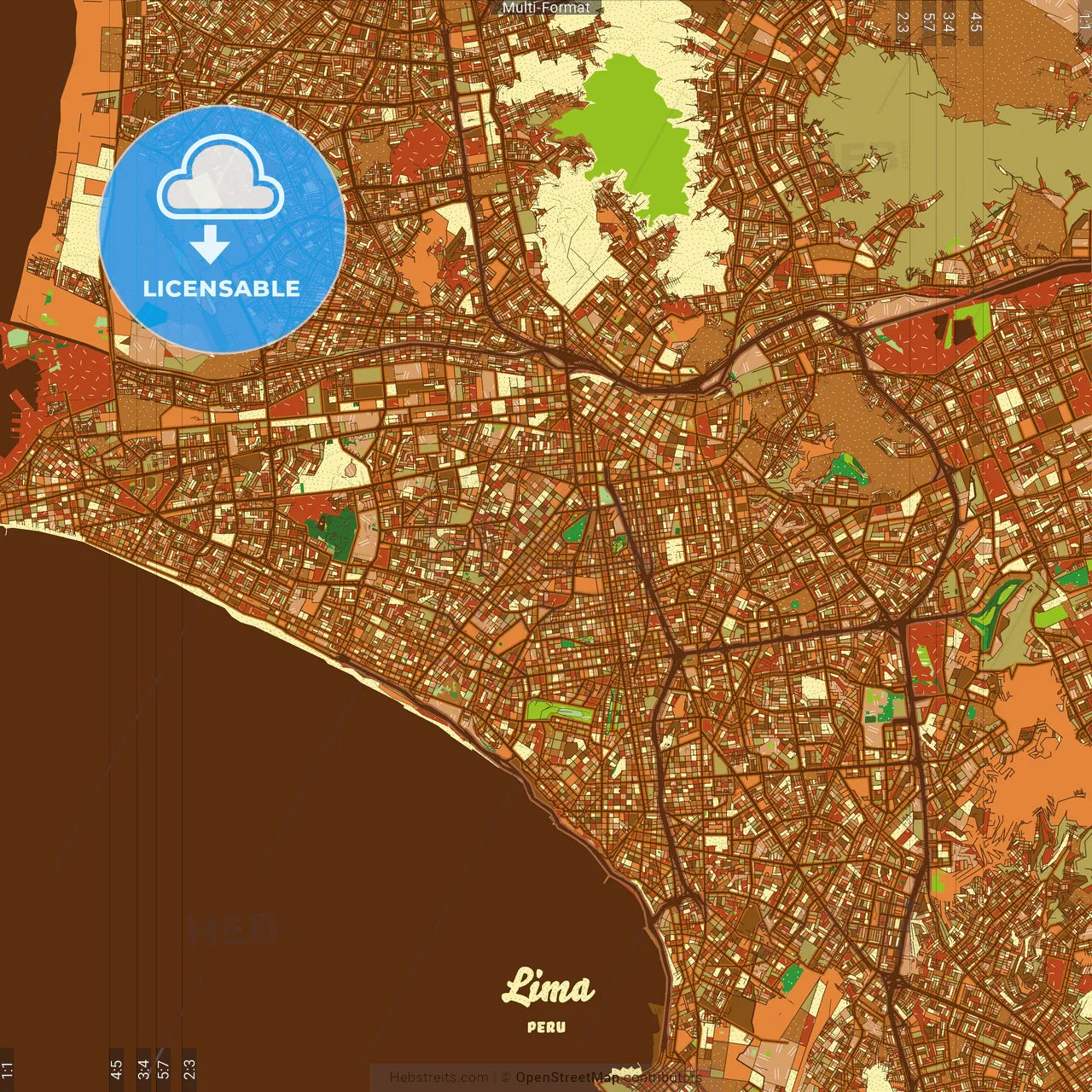 Lima Peru Farmhouse Poster Art Map Template