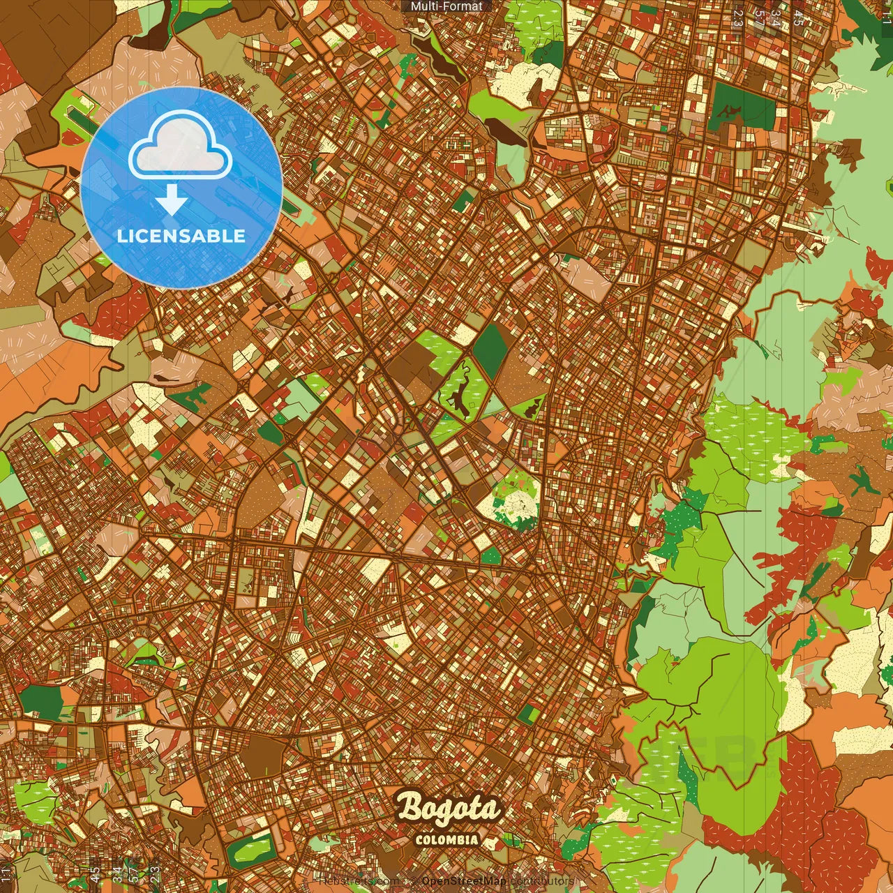 Bogota Colombia Farmhouse Poster Art Map Template