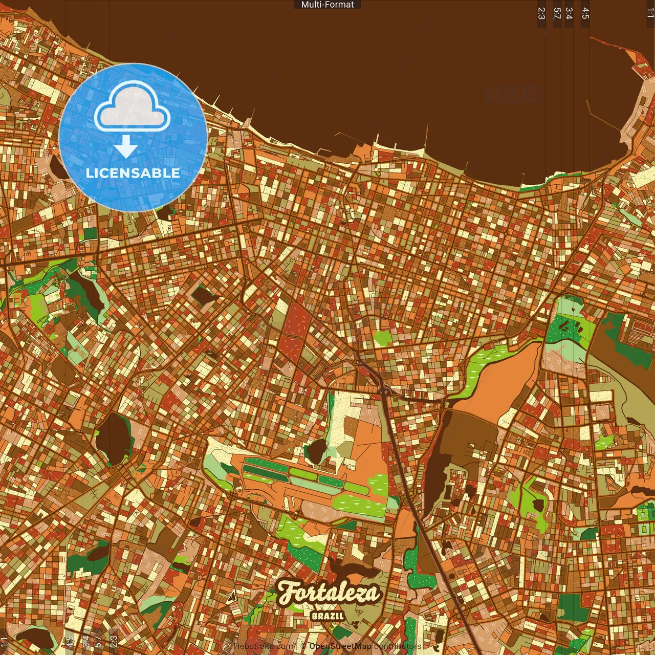 Fortaleza Brazil Farmhouse Poster Art Map Template