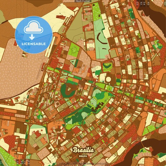 Brasilia Brazil Farmhouse Poster Art Map Template