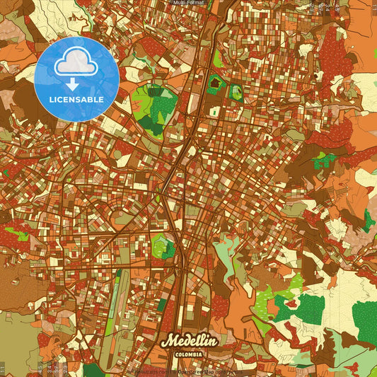 Medellin Colombia Farmhouse Poster Art Map Template