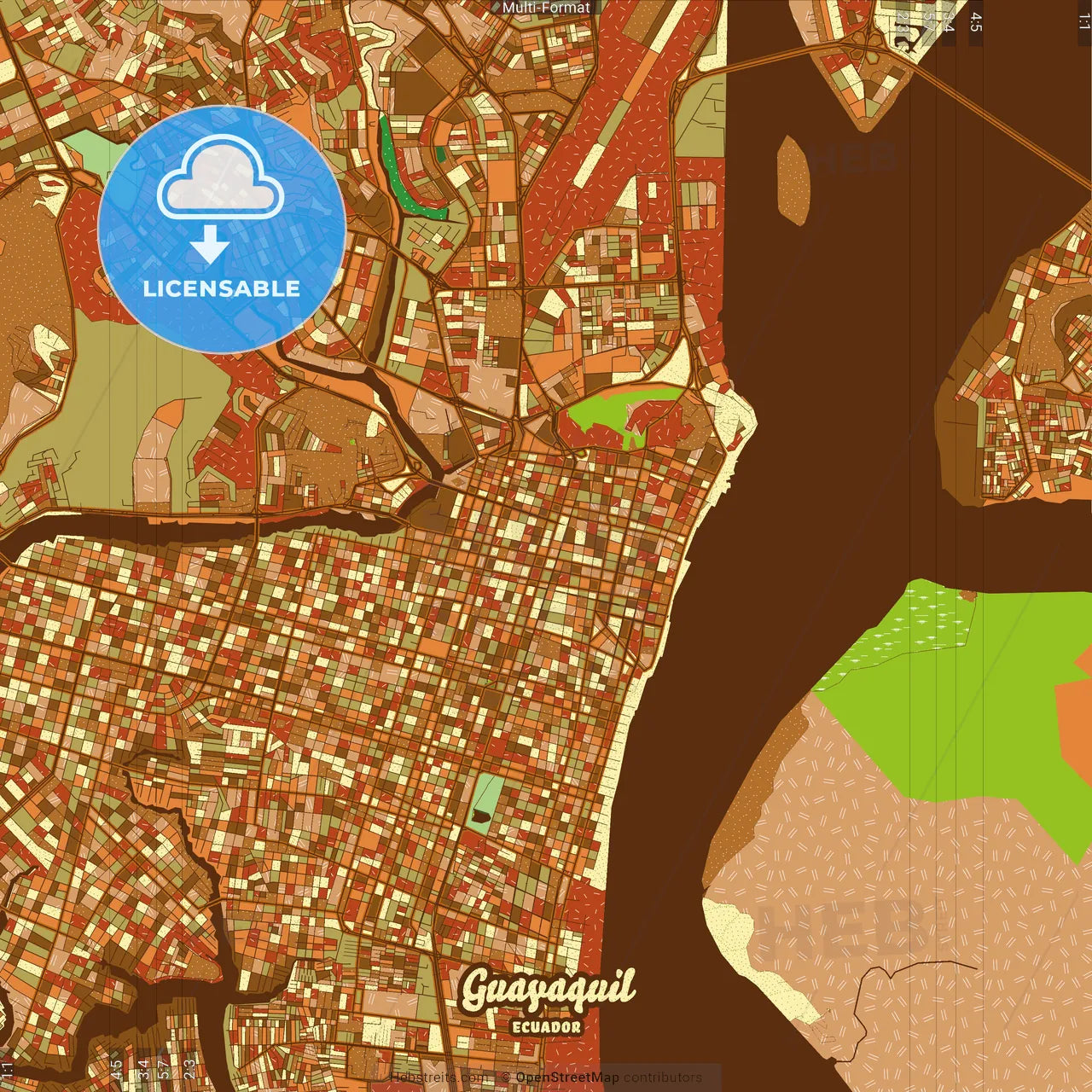 Guayaquil Ecuador Farmhouse Poster Art Map Template