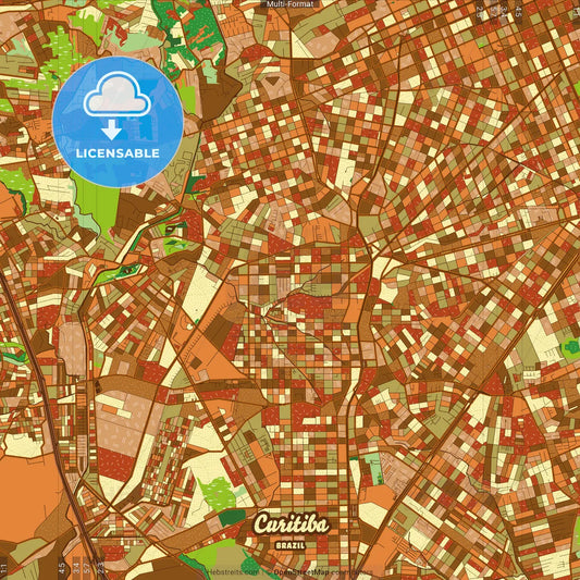 Curitiba Brazil Farmhouse Poster Art Map Template