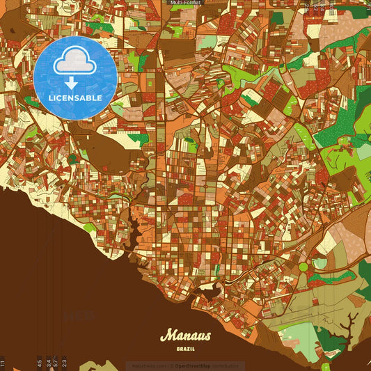 Manaus Brazil Farmhouse Poster Art Map Template