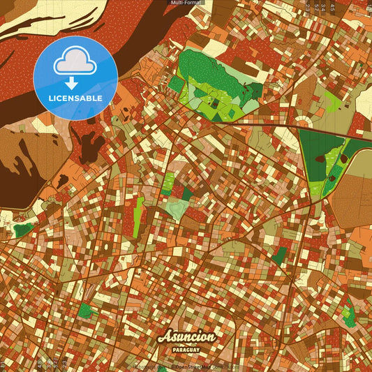 Asuncion Paraguay Farmhouse Poster Art Map Template