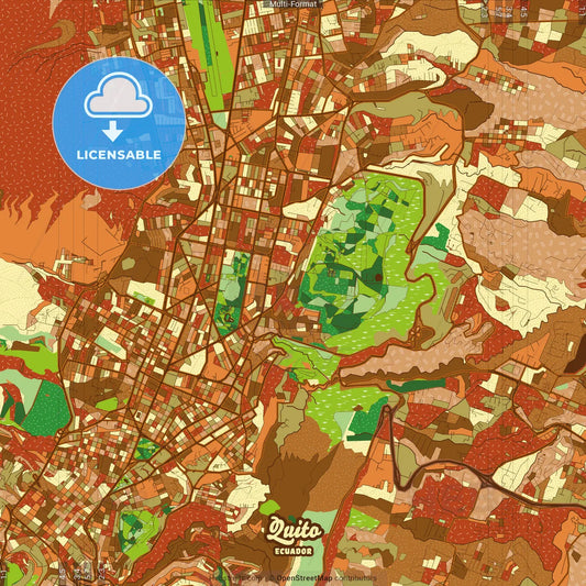 Quito Ecuador Farmhouse Poster Art Map Template