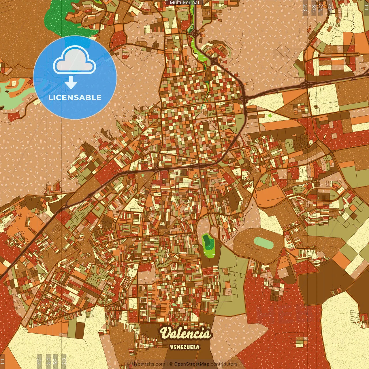 Valencia Venezuela Farmhouse Poster Art Map Template