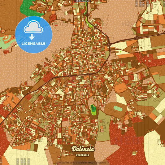 Valencia Venezuela Farmhouse Poster Art Map Template