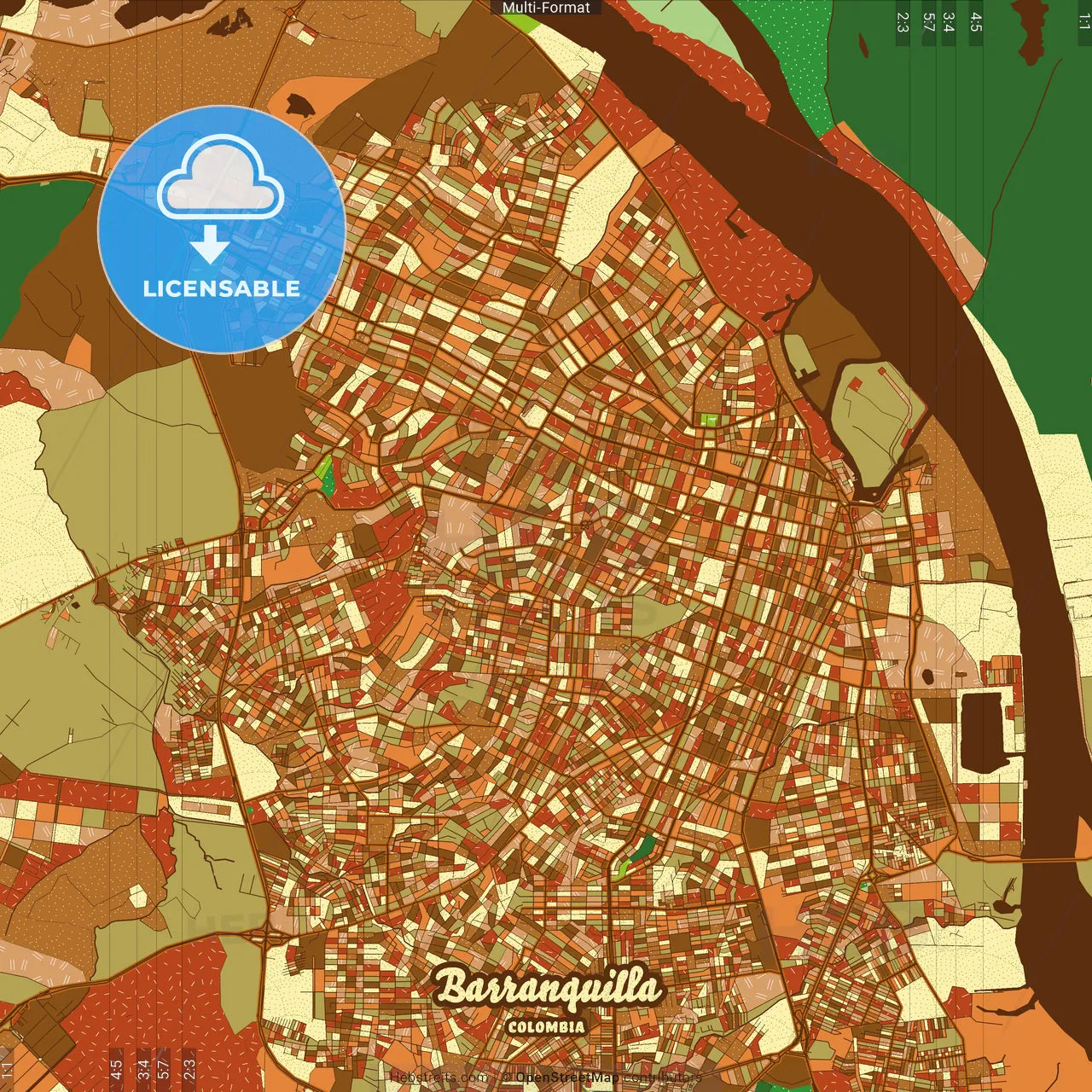 Barranquilla Colombia Farmhouse Poster Art Map Template