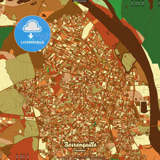 Barranquilla Colombia Farmhouse Poster Art Map Template