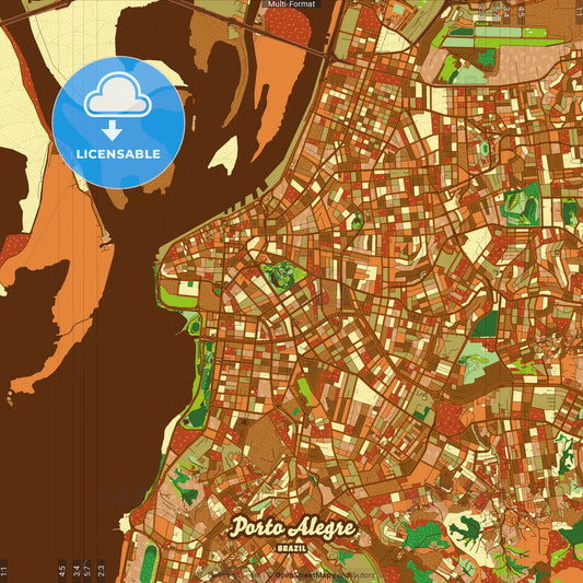 Porto Alegre Brazil Farmhouse Poster Art Map Template