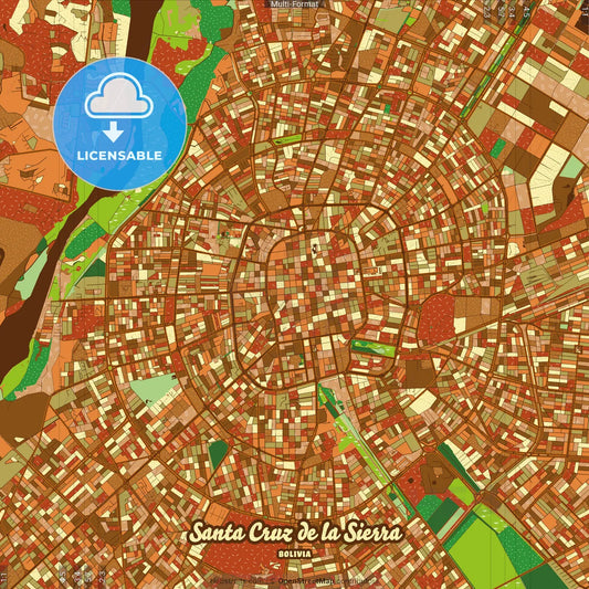 Santa Cruz de la Sierra Bolivia Farmhouse Poster Art Map Template