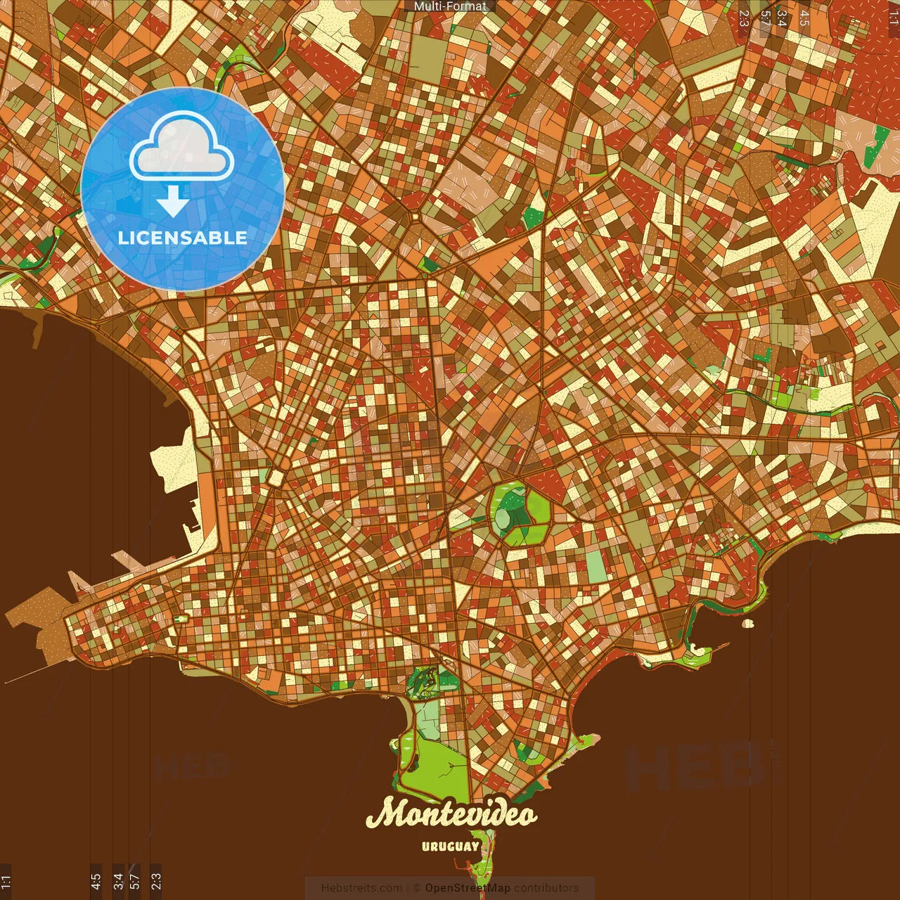 Montevideo Uruguay Farmhouse Poster Art Map Template