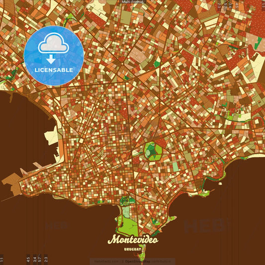 Montevideo Uruguay Farmhouse Poster Art Map Template