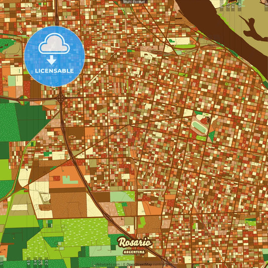 Rosario Argentina Farmhouse Poster Art Map Template