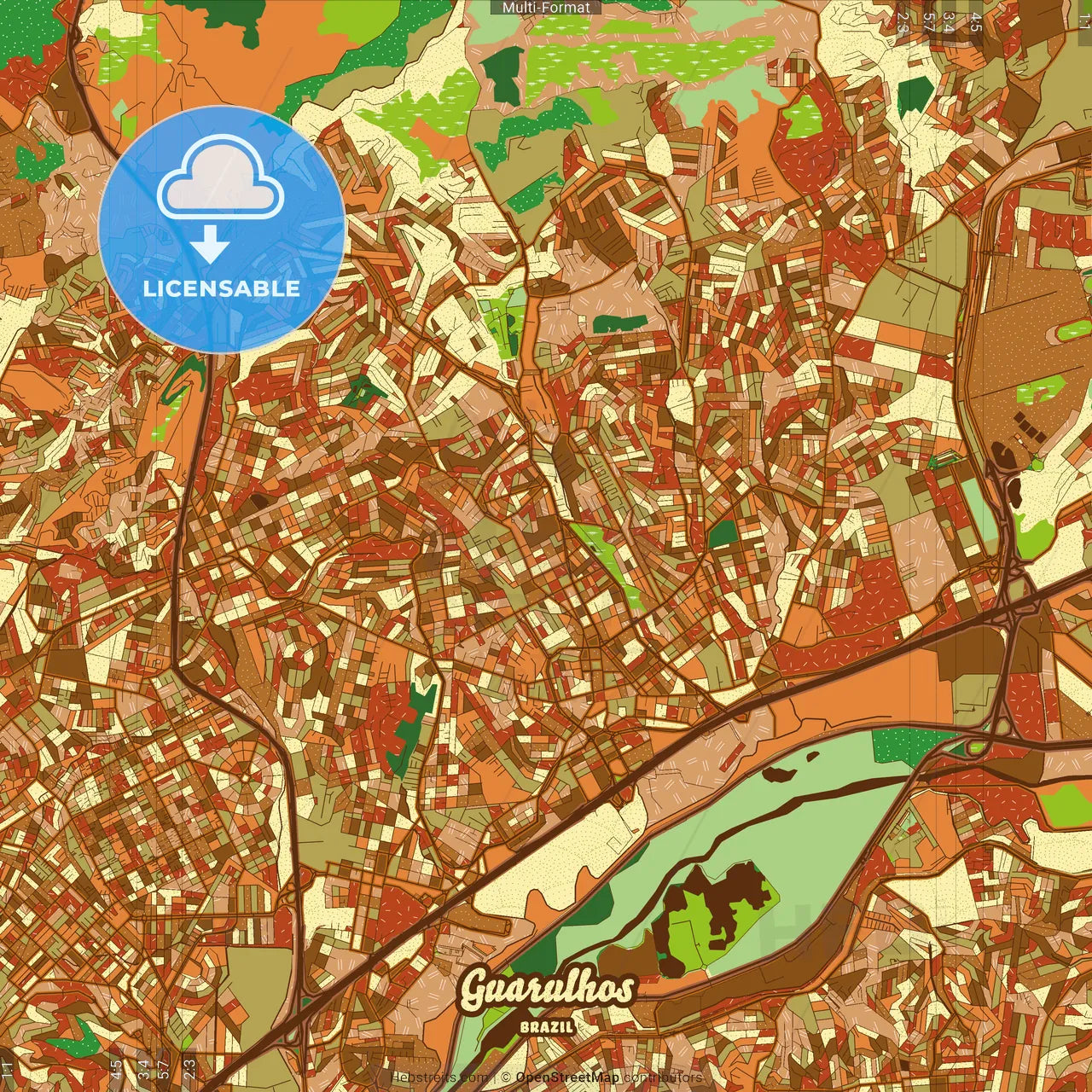 Guarulhos Brazil Farmhouse Poster Art Map Template