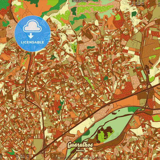 Guarulhos Brazil Farmhouse Poster Art Map Template