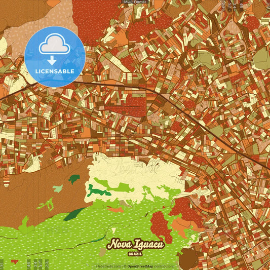 Nova Iguacu Brazil Farmhouse Poster Art Map Template
