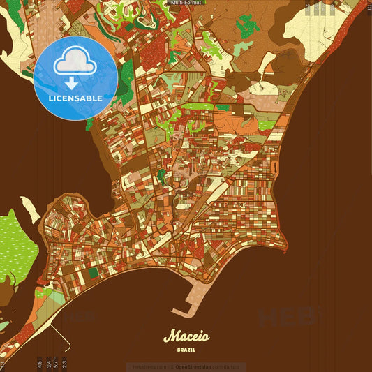 Maceio Brazil Farmhouse Poster Art Map Template