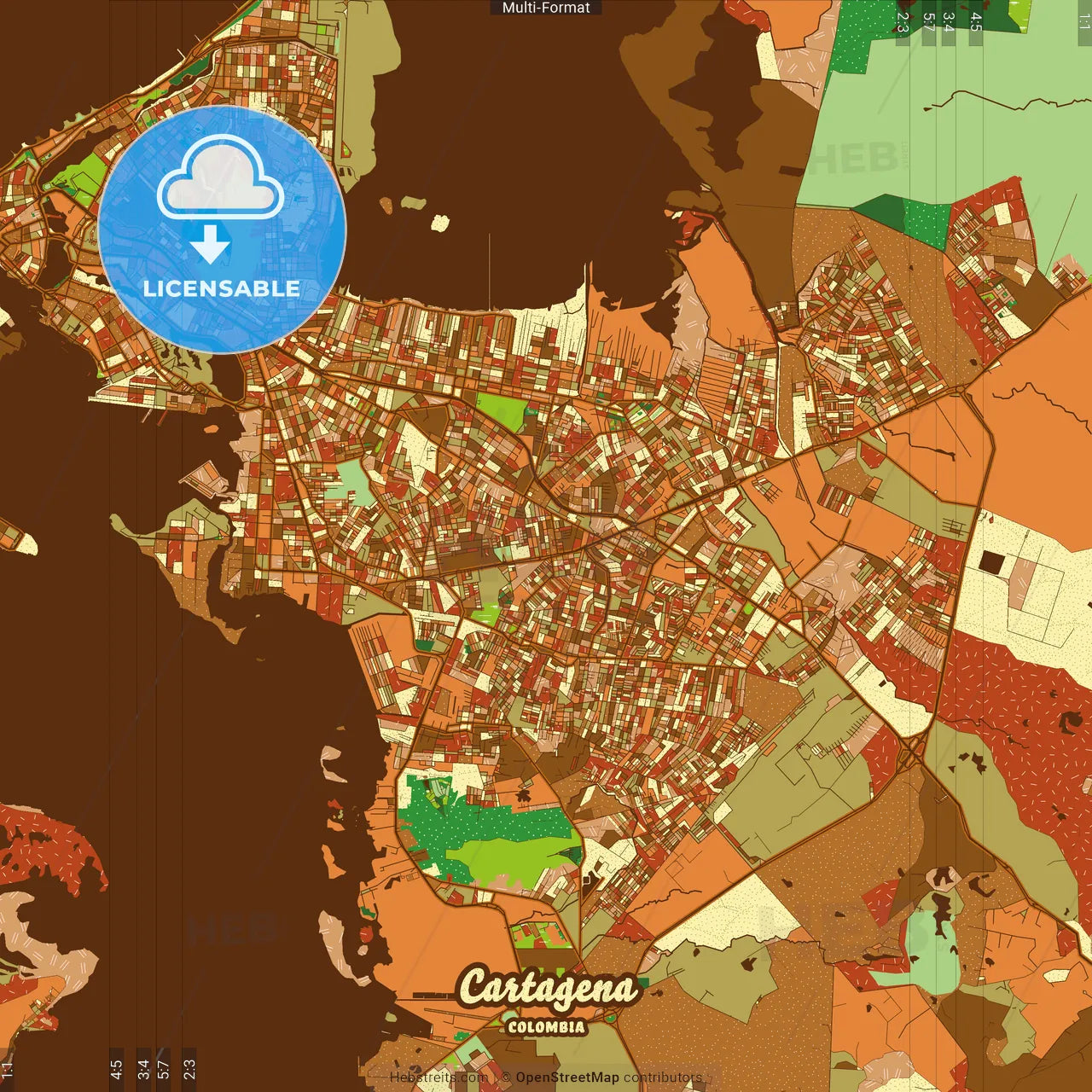 Cartagena Colombia Farmhouse Poster Art Map Template