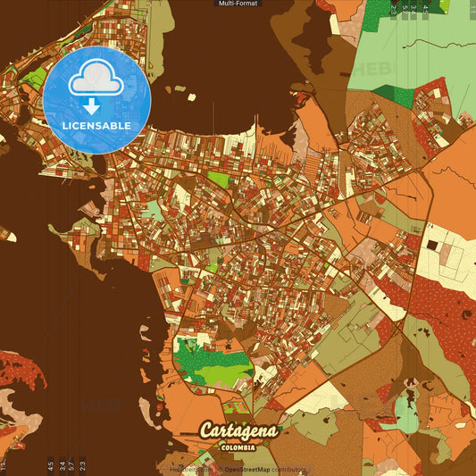 Cartagena Colombia Farmhouse Poster Art Map Template