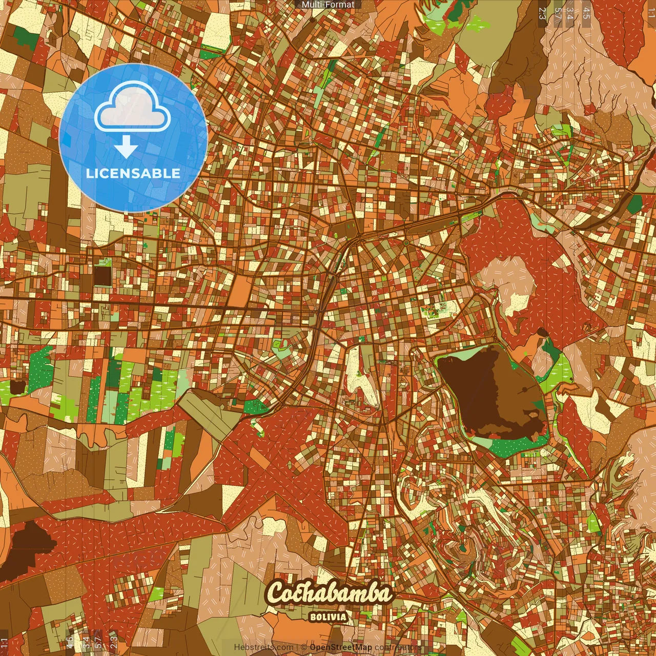 Cochabamba Bolivia Farmhouse Poster Art Map Template