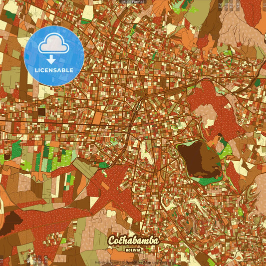 Cochabamba Bolivia Farmhouse Poster Art Map Template