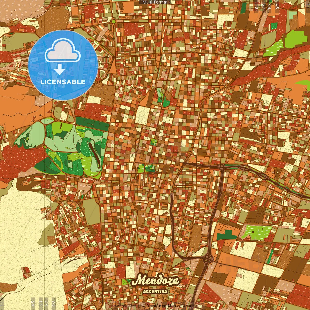 Mendoza Argentina Farmhouse Poster Art Map Template