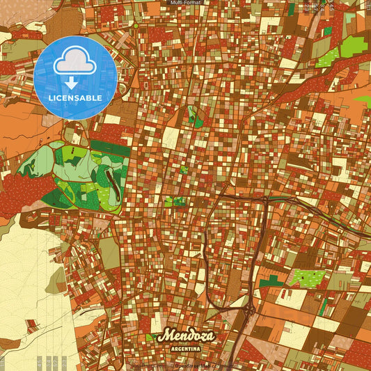 Mendoza Argentina Farmhouse Poster Art Map Template