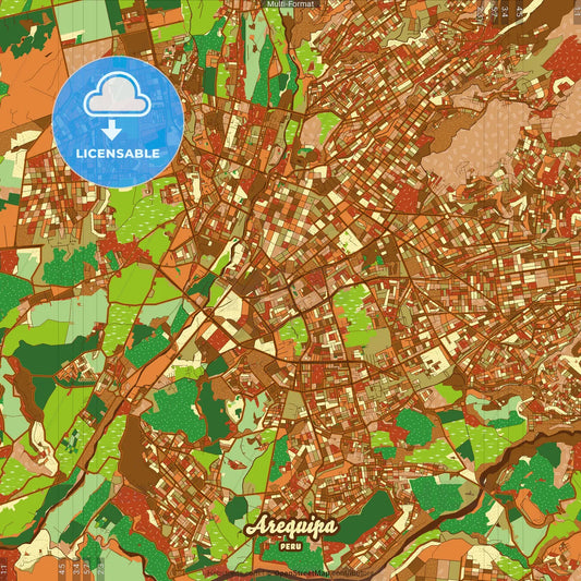 Arequipa Peru Farmhouse Poster Art Map Template