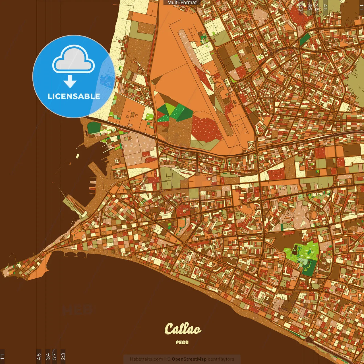 Callao Peru Farmhouse Poster Art Map Template