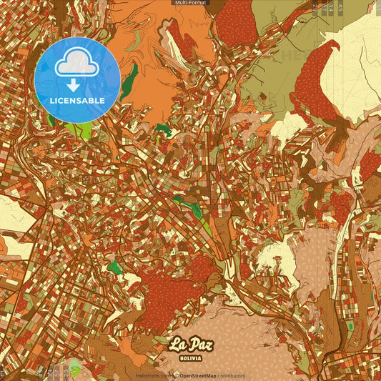 La Paz Bolivia Farmhouse Poster Art Map Template