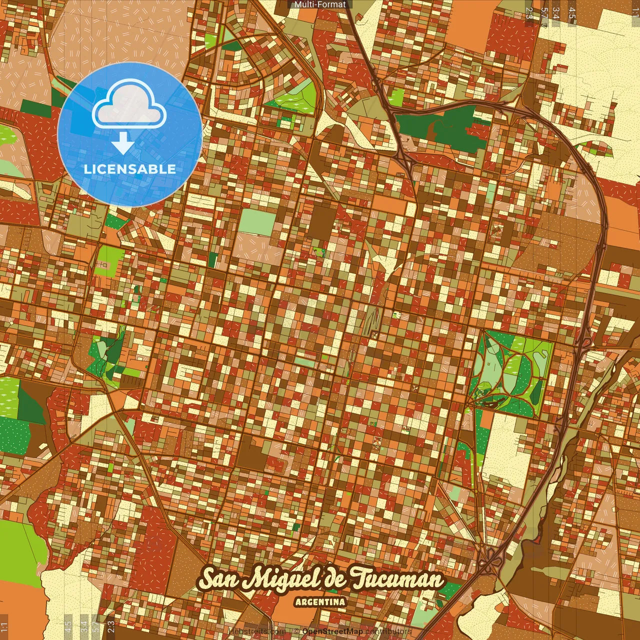 San Miguel de Tucuman Argentina Farmhouse Poster Art Map Template