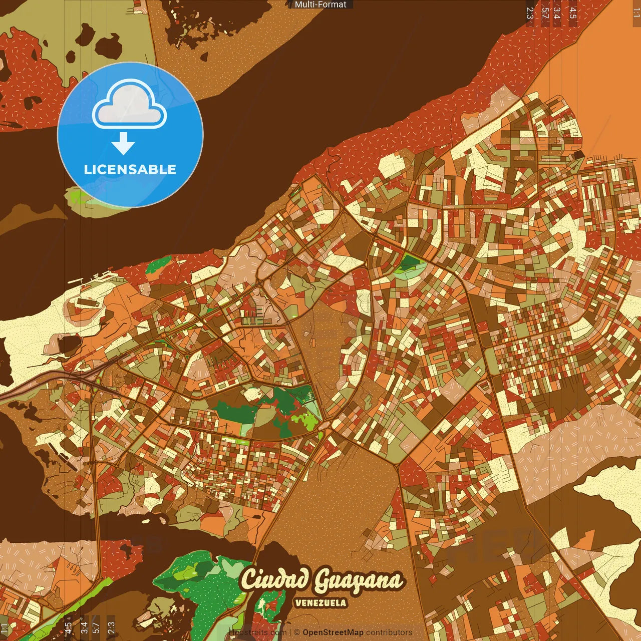 Ciudad Guayana Venezuela Farmhouse Poster Art Map Template