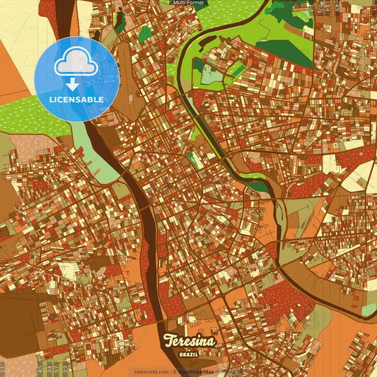 Teresina Brazil Farmhouse Poster Art Map Template