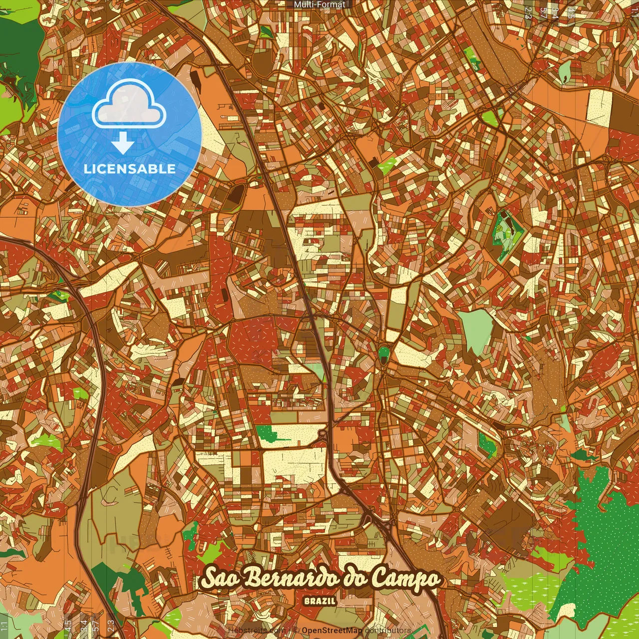 Sao Bernardo do Campo Brazil Farmhouse Poster Art Map Template