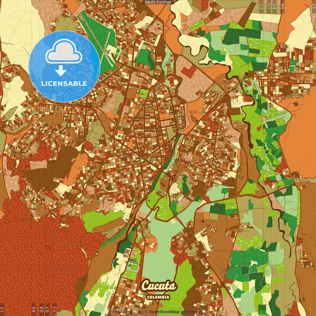 Cucuta Colombia Farmhouse Poster Art Map Template