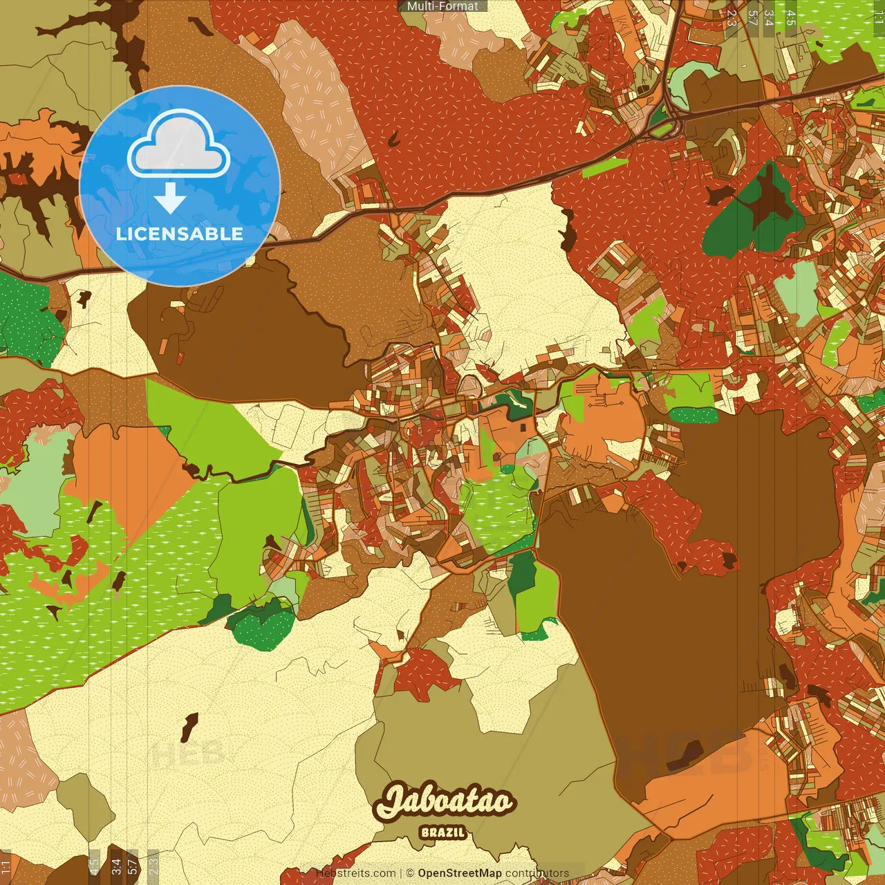 Jaboatao Brazil Farmhouse Poster Art Map Template