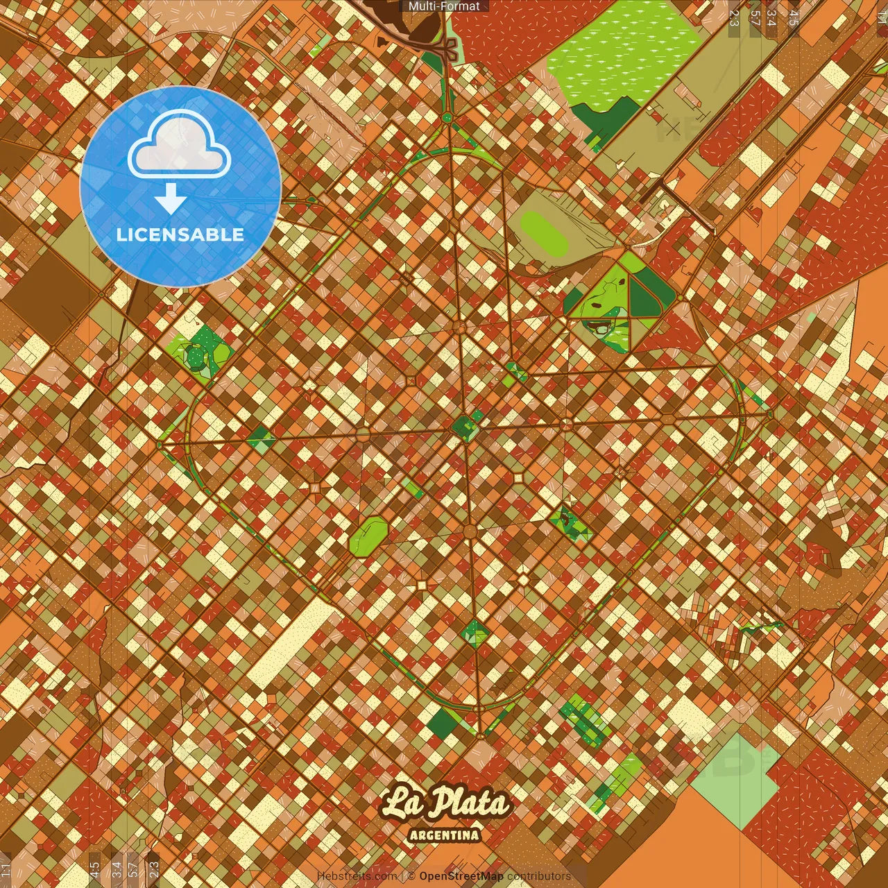 La Plata Argentina Farmhouse Poster Art Map Template