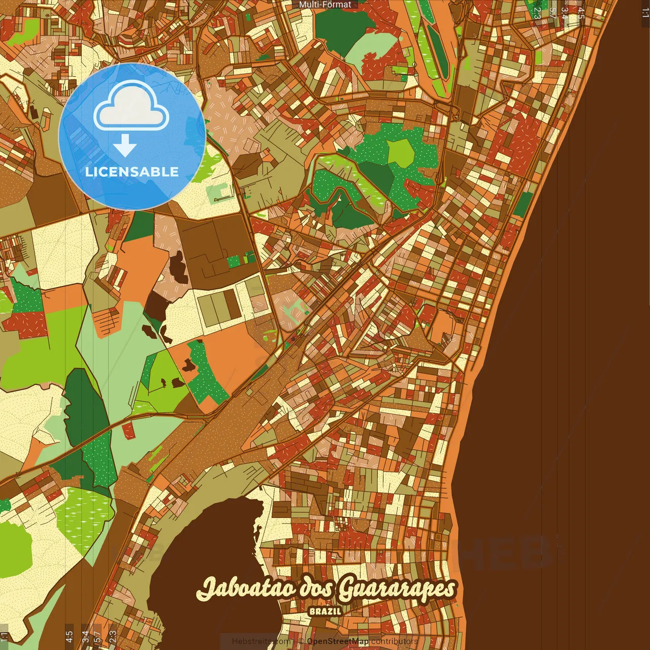 Jaboatao dos Guararapes Brazil Farmhouse Poster Art Map Template